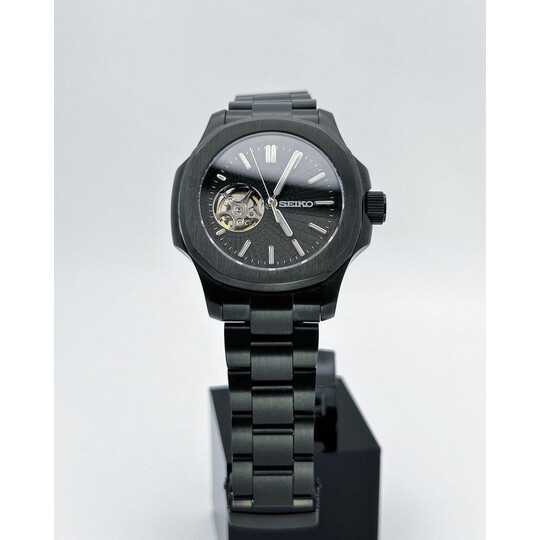 Custom Seiko Mod • Blacken Open-Heart Nautilus • 40mm